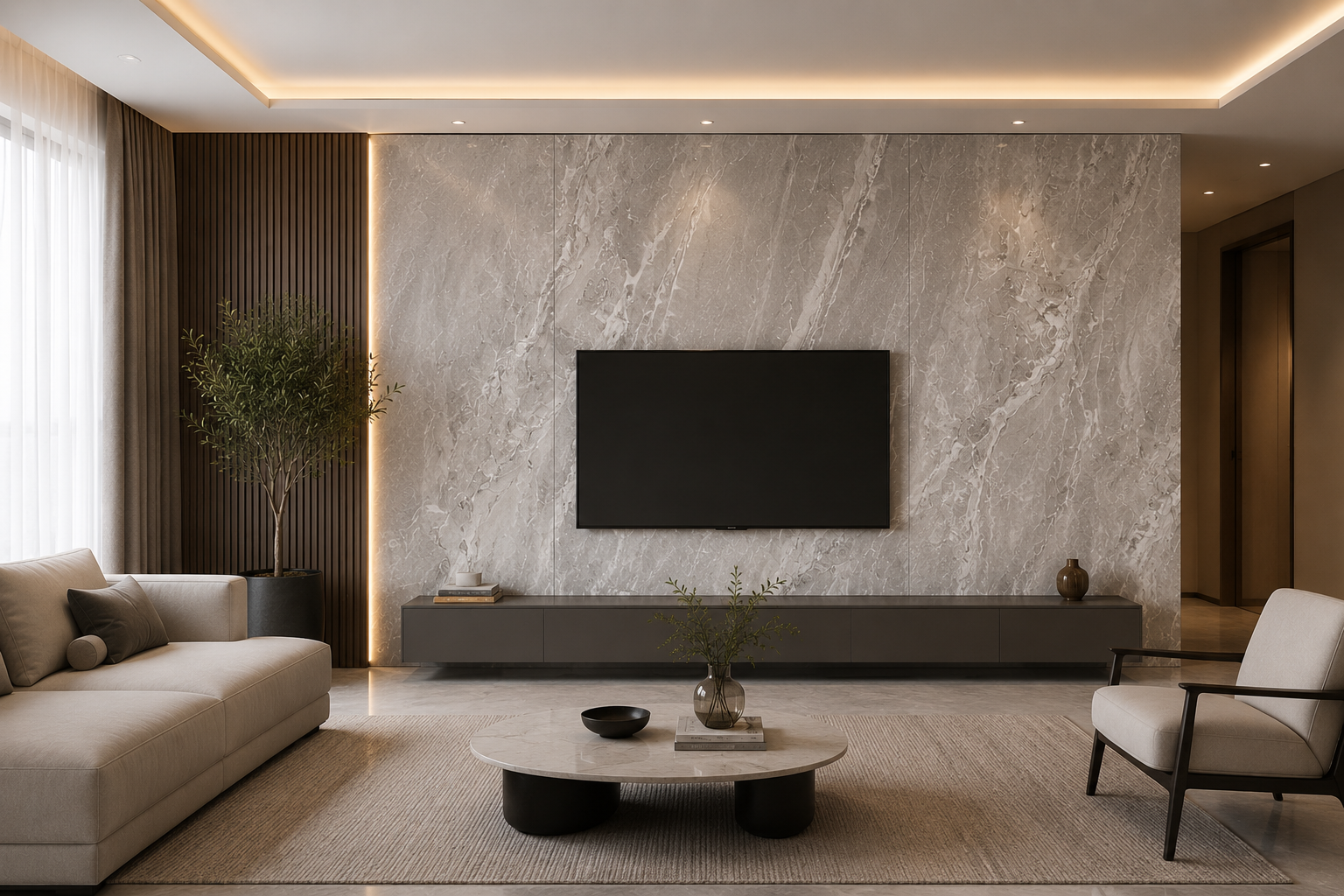 Perlbeige-Marmor PVC-Wandpaneel