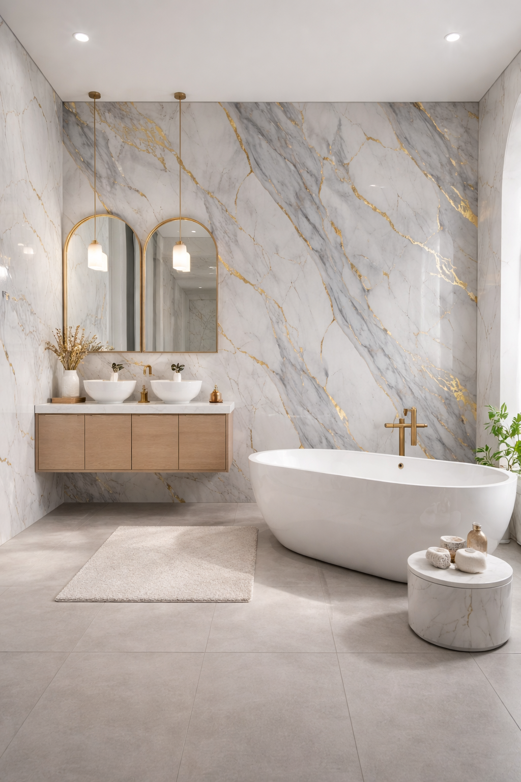 Marmorweiß-Gold PVC-Wandpaneel