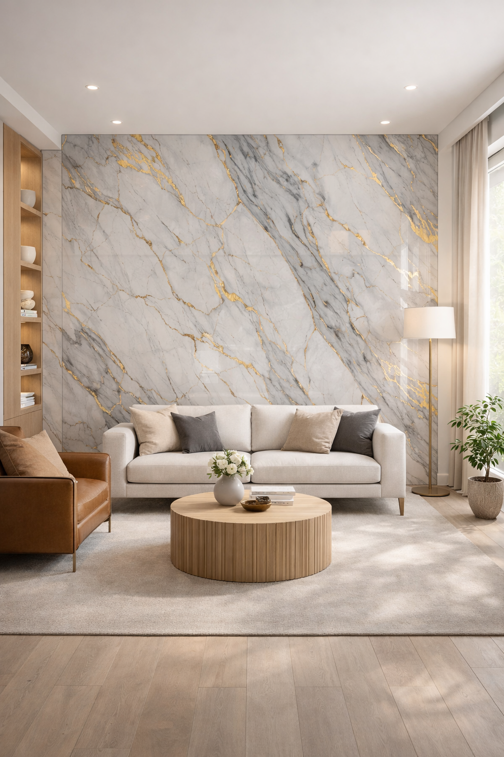 Marmorweiß-Gold PVC-Wandpaneel