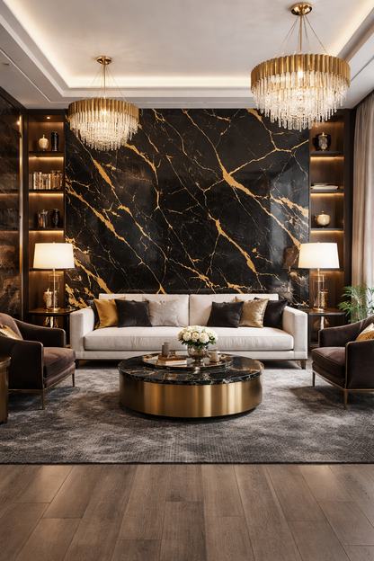 Schwarz-Gold PVC-Wandpaneel