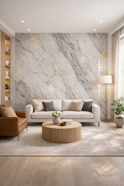 Marmorweiß-Gold PVC-Wandpaneel